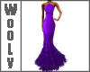 Long feather gown purple