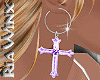 Wx:Purple Cross Earrings