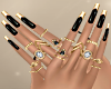 Black/gold nails W/rings