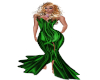 green satin gown