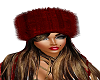 Red fur hat w/Brown Hair