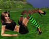  Green striped stockings