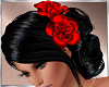 Black hair+Red Flower