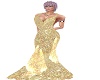 draped in gold gown