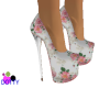 white and roses pumps