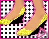 ~D Yellow dot wedge heel