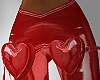 red latex flare pants