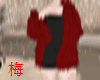 梅 red fur coat dress