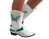 Teal & White Cowboy Boot