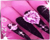 Diamond Heart Nails Pink