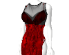 REd N black slit dress