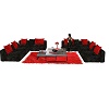 BLACK AND RED SOFA SET