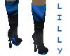Blue Silk/Leather Boots
