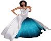 white teal black gown