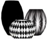 black and  white vases