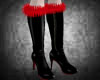 Black/Red Fur Boots