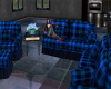 Blue Plaid Sofa Set