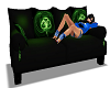 black/green sofa w/pose