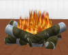 Snow & Log Animated Fire