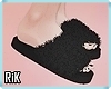 Black Fuzzy Slippers.