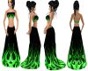 green flamed skirt