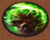green flamed scull rug