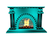 Black and Teal Fireplace