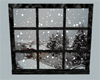 Black snowy window