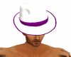 white and purple hat