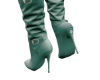 Long Leather Green Boots