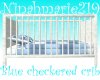 white crib blue checker