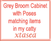 Grey Broom Cabinet w P.
