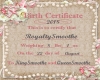 ROYALTY Birth Certificat