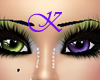 green/purple eyes
