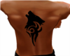 Tribal wolf back tattoo