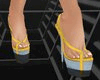 Yellow zipper jean heels