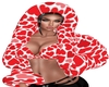 Red Hearts Hood Fur Coat