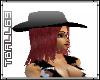 black hat burgundy hair