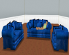 blue suede 3 piece sofa