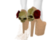 beige skull rose shoes