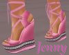 pink, heal wedge shoes