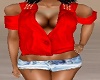 JEAN AND RED BLOUSE