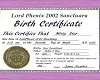 Misty's Birth Certificat