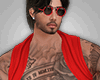 Rolled Red Tank w/t Tatt