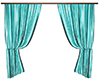 teal curtains