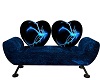 blue sofa with poses