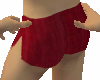 (e) deep red slit shorts
