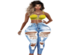 Blue Jeans Yellow Top