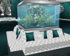 teal white aquarium seat