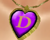 "D"_Necklace Gold Purple